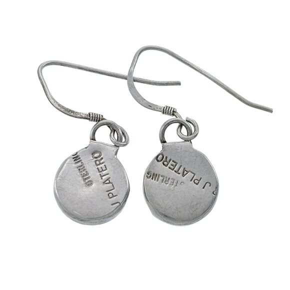 Native American J Platero Sterling Silver Turquoise French Wire Dangle Earrings - Picture 2 of 4